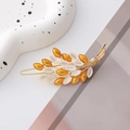 Elegante fermaglio per capelli a spiga dorata con cristallo occhio di gatto e perla - Cereali di Cristallo