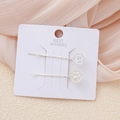 Set de pinzas para el cabello con gato y garra blanca sobre tarjeta de regalo rosa - Blanco Gato Pata 2