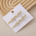 Dettaglio di due fermagli per capelli dorati a forma di cuore con strass brillanti su carta - Stile Cuore Oro 2 / Cuore d'oro 2