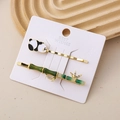 Set di fermagli per capelli con panda e foglie di bambù decorati con strass scintillanti - Stile Panda E Bambù / Multicolore
