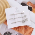 Silberne Haarklammern Set mit weißen Perlen und glitzernden Strass-Schmetterlingen - Silberne Schleife Kombination