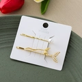 Ensemble élégant de barrettes à cheveux dorées avec perles et motif queue de poisson - Or Combo Queue de Poisson