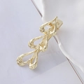 Fermaglio per capelli in metallo dorato con design a onde e cuore intagliato lucido - Stile Traforato Cuore Fiamma Oro