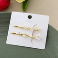 Ensemble de barrettes élégantes avec fleurs, perles et strass sur base dorée - Or Combo Fleurs 3