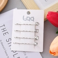 Set of four silver metal hair clips featuring sparkling geometric crystal rhinestones - Multi-Shape Combination / Set of 4 / Silver