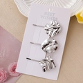 Set di tre fermagli per capelli geometrici in argento su supporto per carte bianco - Argento