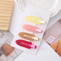 Set van vier matte druppelvormige haarklemmen in geel, roze, amber en donkerrood - Gematteerde Druppel Jelly Kleur