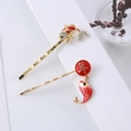 Barrettes dorées pour le Nouvel An chinois avec poissons koi rouges et strass - Style Abondance Année Après Année
