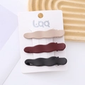 Juego de tres pinzas para el cabello onduladas en colores beige, burdeos y negro brillante - Ola