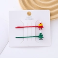 Set di fermagli per capelli natalizi con Babbo Natale e albero verde con perle bianche - Albero di Natale