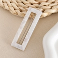 Barrette à cheveux rectangulaire à motif marbré, style français élégant et minimaliste - Carré / Blanc