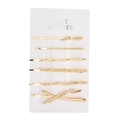 Sechser-Set goldene Haarspangen mit Perlen und Texturen auf weißer Displaykarte - Kombinationsset A