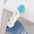 Ocean style blue shell hair clip with white pearls and gold metal base on stone background - Blue Droplet Pearl Shell Style A