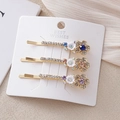 Lot de barrettes à fleurs en strass avec cristaux colorés et finition dorée - Combinaison de Styles de Fleurs