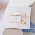 Set de dos horquillas de flores doradas con perlas blancas en tarjeta de regalo - Estilo de Flor y Perla / Estilo Flor Dorada 5