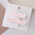 Pink polka dot wavy hair clips for women set of two on white display card board - Pink Full Collection
