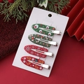 Weihnachts-Haarclip-Set mit Weihnachtsmann- und Rentier-Motiven auf festlichem Hintergrund - Silberne Kombination B