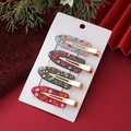 Weihnachts-Haarklammern-Set mit Glitzer, Rentier und Lebkuchenmann auf festlichem Grund - Goldene Kombination A