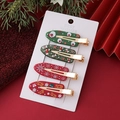 Set mit 4 weihnachtlichen Haarklammern mit Weihnachtsmann und Rentier auf Displaykarte - Goldene Kombination B