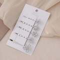 Set di 5 fermagli per capelli argentati con fiori, strass e perle su cartoncino - Argento