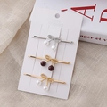 Set di 3 fermagli per capelli con fiocchi metallici, perle e accenti di ciliegia rossa - Stili Assortiti