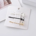 Set di tre fermagli per capelli a forma di gatto in bianco, nero e oro con strass - Stile Gatto