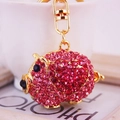 Portachiavi a forma di maiale con strass rosa scintillanti e placcatura in oro - Rosa