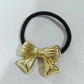 Punk-Stil Haargummi mit goldener Metallschleife und elastischem Band für Damen - Goldene Schleife