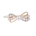 Elegante gouden haarklem met witte parels en sprankelende strass steentjes - Strik 1 Goud