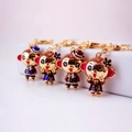 Golden monkey zodiac keychains set with colorful enamel finish for car keys and bags - Random Color