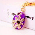 Exquisite purple Easter egg keychain with floral enamel and sparkling crystal accents - Purple