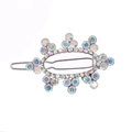 Elegant silver hair clip with iridescent rhinestones in a luxurious oval crown design - Small Flower Silver