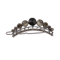 Elegant vintage crown hair clip featuring dark grey and black rhinestones on silver alloy - Crown Gun Black