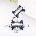 Elegant navy blue and white rhinestone hair clips with premium alloy finish 4.2cm - Small Flower Gun Black