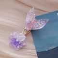 Elegant purple mermaid tail hair clip with flowers, pearls, and sequins on a gold clip - Rose Purple Mermaid Tail Style