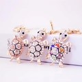 Porte-clés tortue étincelants ornés de strass roses, blancs et multicolores - Couleur Aléatoire