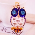 Creative owl keychain with crystal rhinestones and colorful enamel metal pendant - Purple