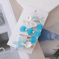 Five-piece ocean themed hair clip set featuring blue starfish and shell designs - Blue Ocean Element Set