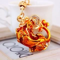 Creatieve Pixiu-sleutelhanger met rood emaille gouden afwerking en sprankelende kristallen - Goud