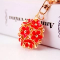 Exquisite red floral keychain with hollowed 3D petals and golden lobster clasp - 4*3.5 / Red