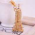 Gouden Empire State Building sleutelhanger met gekleurde strass op witte beker - AB Wit