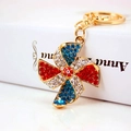 Portachiavi a mulino a vento dorato con strass colorati per chiavi della macchina chic - Mulino a vento rotante colorato (YS788)