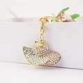 Golden cowboy hat keychain with colorful sparkling rhinestones for women's bags - Colorful