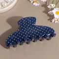 Große dunkelblaue Haarklammer mit weißen Punkten und glänzendem Acetat-Finish Detail - Blau