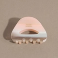 Detail of gradient pink pearlescent hair claw clip with France Handmade gold lettering - Pearlescent Gray White