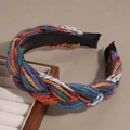 Böhmisches Strickstirnband mit bunten Garnen und rutschfester Innenverzahnung - Bunt
