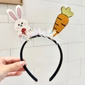 Osterhasen und Karotten Haarreif mit Glitzerdetails und bunten Quasten für Partys - Hasen-Karotten-Stirnband
