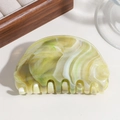 Pinza para el pelo de acetato con patrón de mármol verde y diseño de semicírculo - Verde