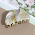 Large marble pattern hair claw clip with ginger and white acetate resin finish - Khaki