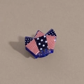 Detail of American flag mini hair claw clip with glitter finish and star pattern - Rocket Style Blue Base